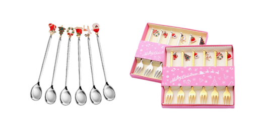 Six-Pieces Christmas Coffee Spoon & Fork Sets - Image 5