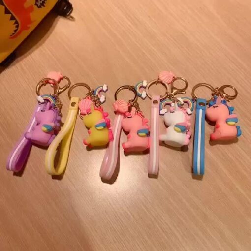 One or Five Silicone Unicorn Doll Key Chain Hanging Ring Ornaments - Image 7