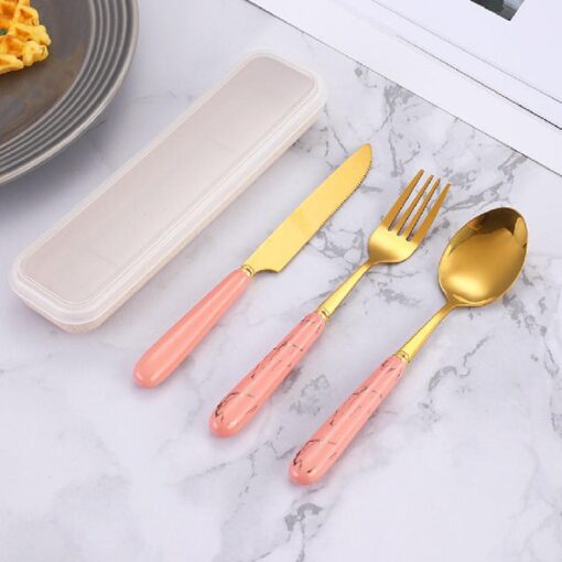 3 or 24 Pieces Ceramic Handle Stainless Steel Cutlery Set - Image 3