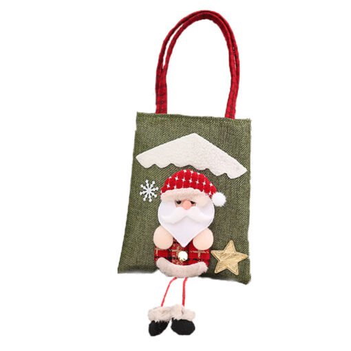 Christmas Long Legs Linen Non Woven Grocery Gift Bag - Image 12