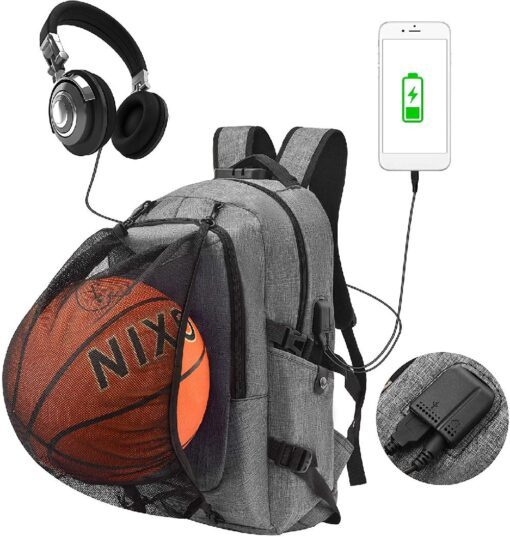 Basketball Backpack with USB Charging Port - Image 3