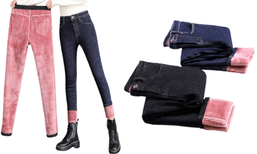 Women's Thickened Plush High Waist Pencil Jean - Image 16