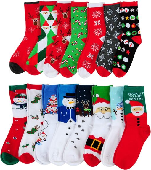 1 or 15 Paris Christmas Funny Novelty Colorful Socks - Image 27