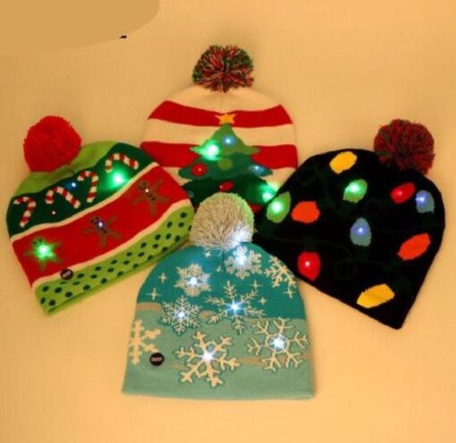 Light up  LED Christmas Flashing Beanie Hat Scarf Set - Image 19