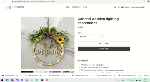 Wreath Garland wooden lighting decorations - Image 5