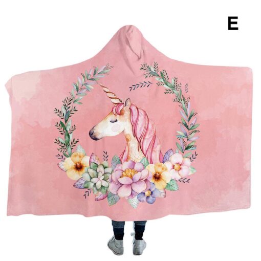 130x150cm or 150x 200cm Unicorn Printed Hooded Blanket - Image 7