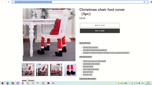 4 piece Christmas chair foot cover - Image 4