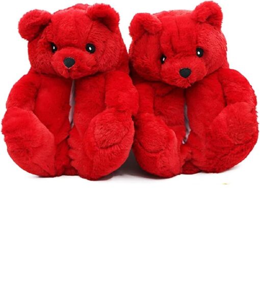 Winter Warm Cozy Plush Teddy Bear Solid Color Slippers - Image 10