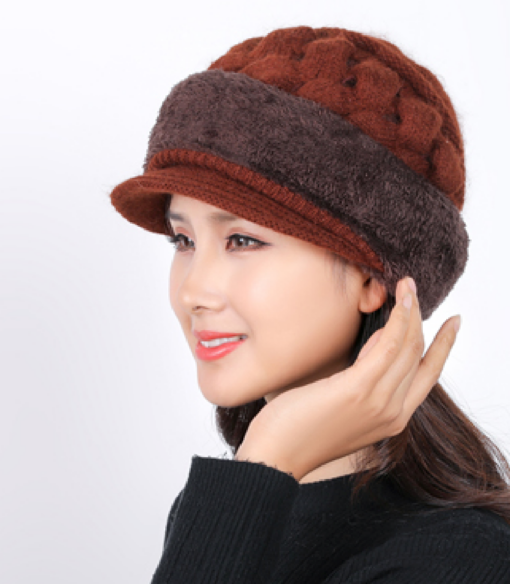 Women's Windproof Knitted Fleece Lined Hat with 2 in 1 Neck Warmer and Mask - - Image 8