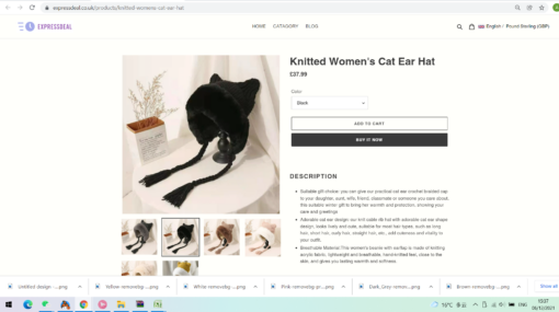 Knitted Women's Oversized Cat Ears Plush Hood - Image 6