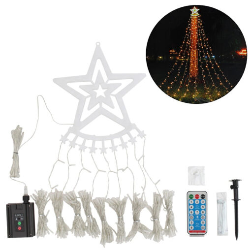 Christmas Solar Star Waterfall String Lights - Image 2