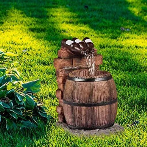 Resin Wine Bottle And Barrel Outdoor Water Fountain - Image 10