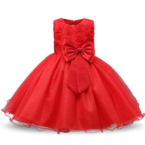 Kids Sleeveless Flowers Bowknot Princess Dress - Image 16