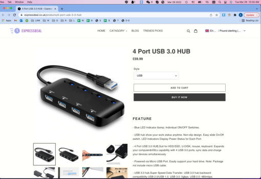 USB or Type C 4 Port USB 3.0 HUB - Image 2