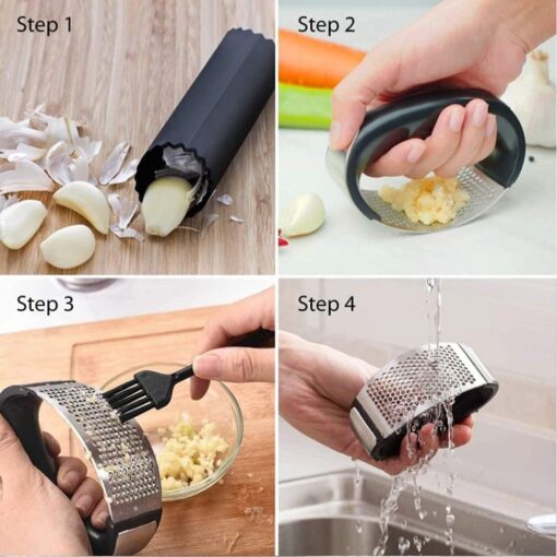 One or Three Piece Manual Stainless Steel Garlic Presses Set - Image 16