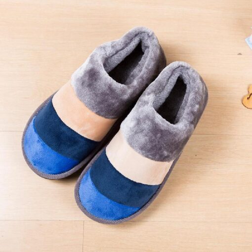 Warm Winter Colourful Stripe Plush Slippers - Image 26