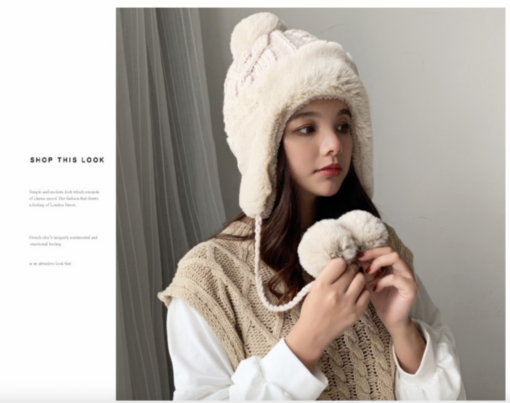 Stitching Curled Fur Ball Beanie - Image 9