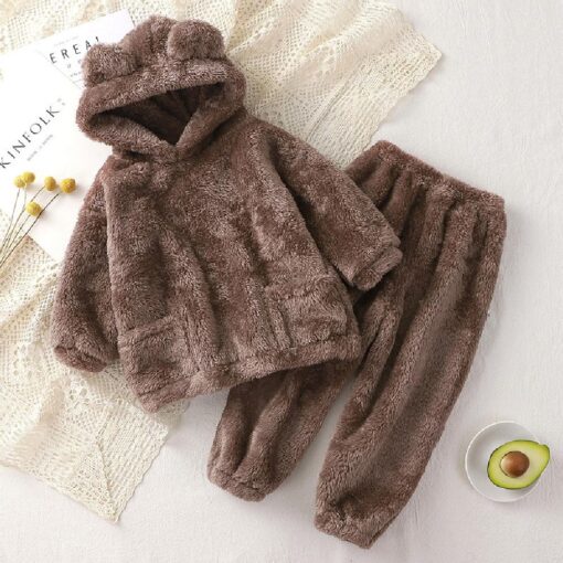 Kids Bear Hooded Pajama Set - Image 3