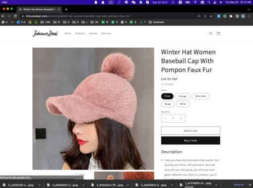 Winter Hat Women Baseball Cap With Pompon Faux Fur - Image 3