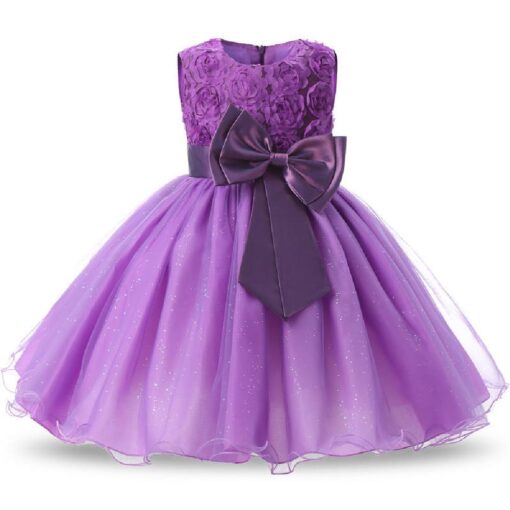 Kids Sleeveless Flowers Bowknot Princess Dress - Image 3