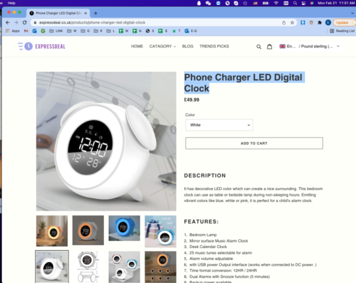 LED Digital Phone Charger Clock - Image 9