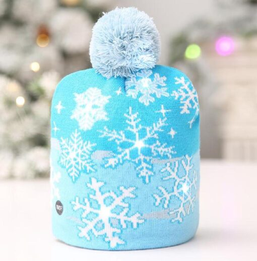 Light up  LED Christmas Flashing Beanie Hat Scarf Set - Image 12