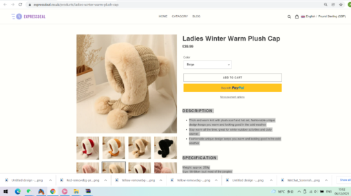 Women Winter Warm Plush Cap with Pom Pom Scarf - Image 7