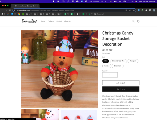 One or Five Christmas Candy Storage Basket Decoration - Image 3