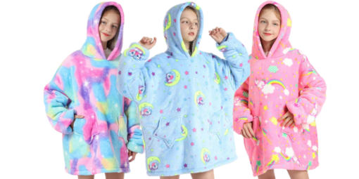 Kids Oversized Fluffy Hoodie Blanket