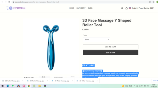 3D Face Massage Y Shaped Roller Tool - Image 3