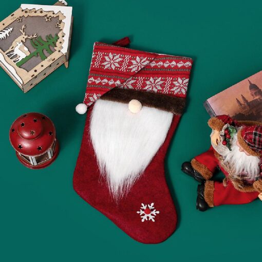 One or Two 18" Large Gnomes Christmas Socks Stocking Gift Bag - Image 9