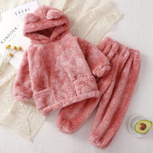 Kids Bear Hooded Pajama Set - Image 6