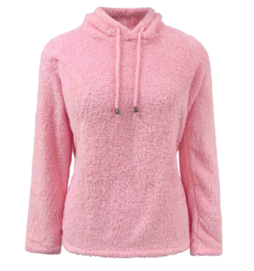 Women Drawstring Plush Hoodie - Image 14