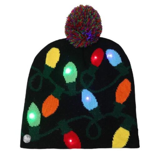 Light up  LED Christmas Flashing Beanie Hat Scarf Set - Image 20