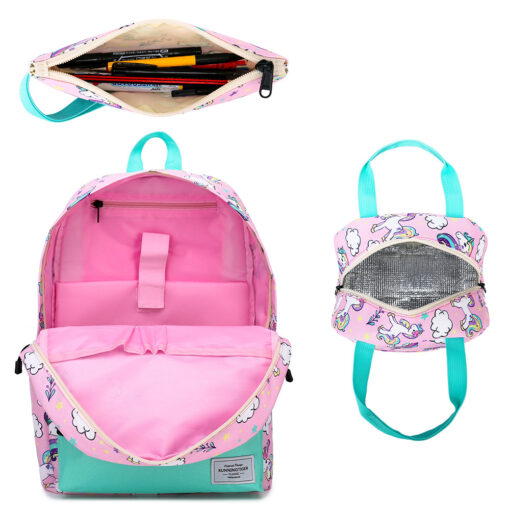 Unicorn 3 in 1 Backpack Set - Unicorn Backpack with Lunch Bag and Pencil Case - Image 5