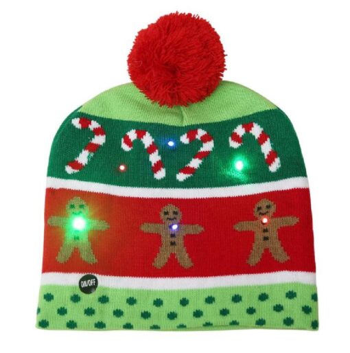 Light up  LED Christmas Flashing Beanie Hat Scarf Set - Image 3