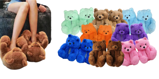 Winter Warm Cozy Plush Teddy Bear Solid Color Slippers - Image 13