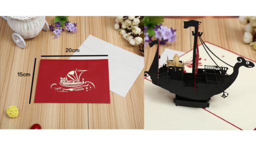 One, Two or Four 3D Pop Up Greeting Card-Boat Array - Image 2