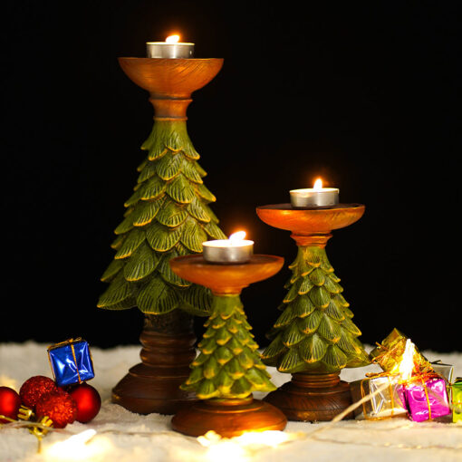 S, M, L Christmas Tree Resin Candle Holder - Image 3