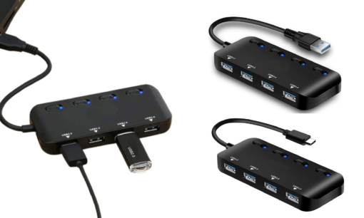 USB or Type C 4 Port USB 3.0 HUB