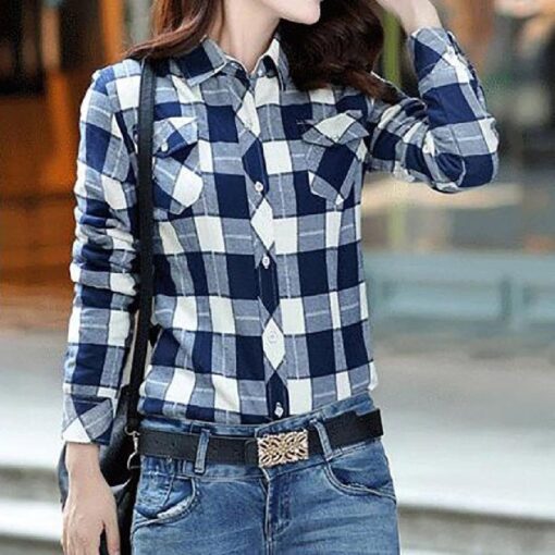 Women's Backing Thickened Plush Plaid Blouse - Image 2