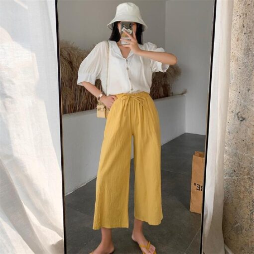 Women's Loose Elastic Linen Trousers