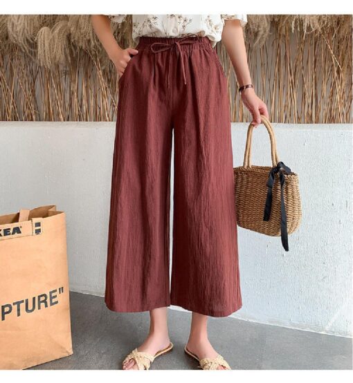 Women's Loose Elastic Linen Trousers - Image 5