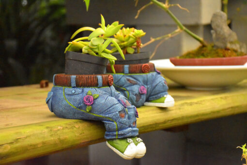 Denim Jeans Resin Flower Pot - Image 8