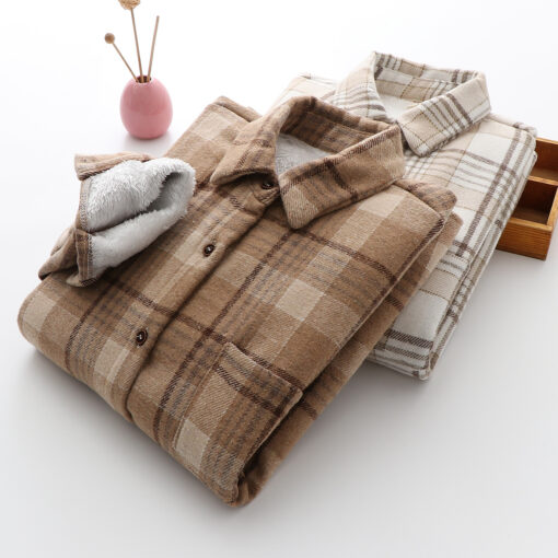 Women’s Plush Warm Thicken Plaid Jacket - Image 5