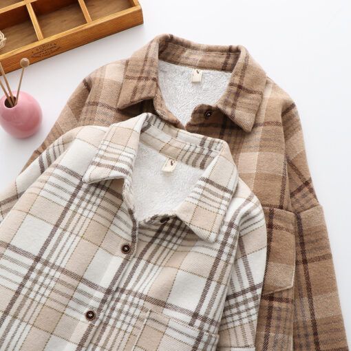 Women’s Plush Warm Thicken Plaid Jacket