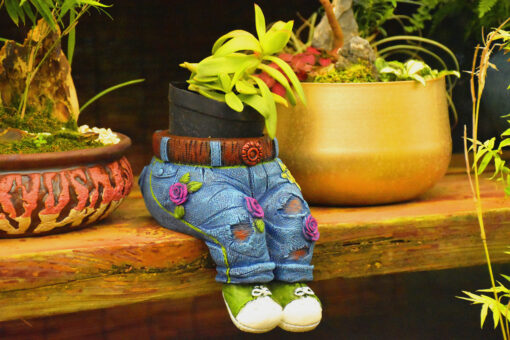 Denim Jeans Resin Flower Pot - Image 6