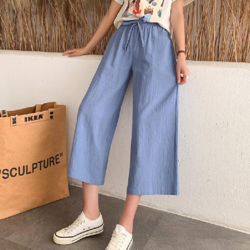 Women's Loose Elastic Linen Trousers - Image 19