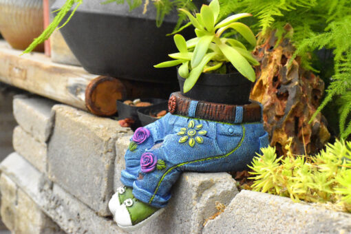 Denim Jeans Resin Flower Pot - Image 5