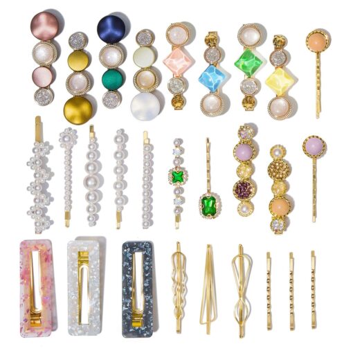 20 or 28 Pieces Macaron Acrylic Pearl Hair Clip set - Image 3